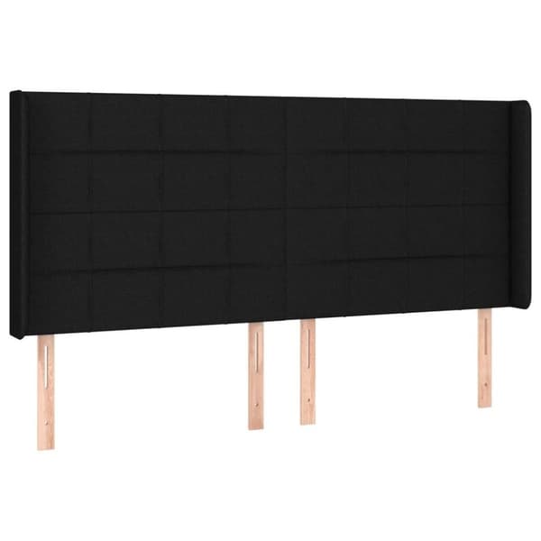 vidaXL sengegavl med LED-lys 163x16x118/128 cm stof sort