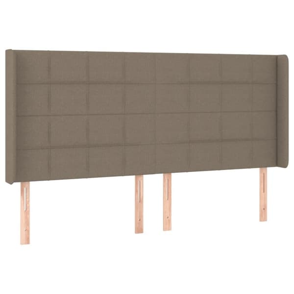 vidaXL sengegavl med LED-lys 183x16x118/128 cm stof gråbrun