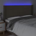 Miniatyrbillede 4 af 6: vidaXL sengegavl med LED-lys 183x16x118/128 cm stof gråbrun