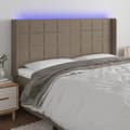 Miniatyrbillede 2 af 6: vidaXL sengegavl med LED-lys 183x16x118/128 cm stof gråbrun