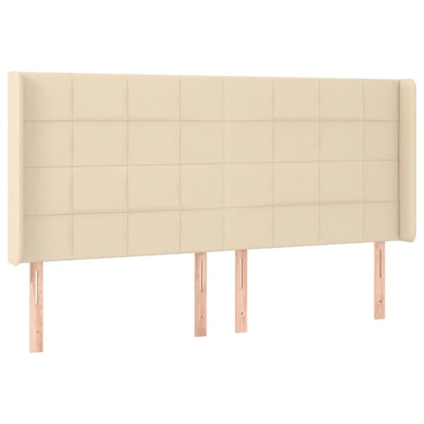 vidaXL Sänggavel LED gräddvit 203x16x118/128 cm tyg