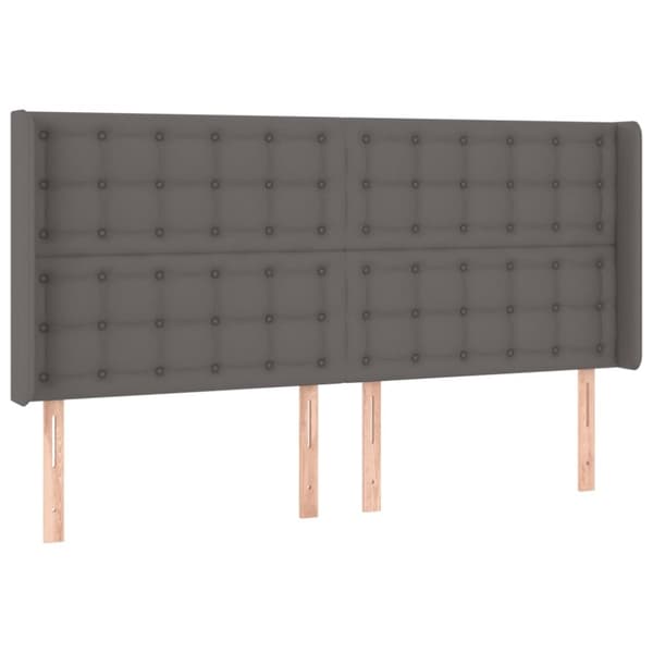 vidaXL sengegavl med LED-lys 163x16x118/128 cm kunstlæder grå