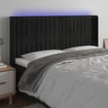 Miniatyrbild 2 av 7: vidaXL Sänggavel LED svart 163x16x118/128 cm sammet