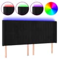 Miniatyrbillede 1 af 7: vidaXL sengegavl med LED-lys 163x16x118/128 cm fløjl sort