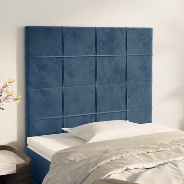 vidaXL sengegavle 2 stk. 100x5x78/88 cm fløjl mørkeblå
