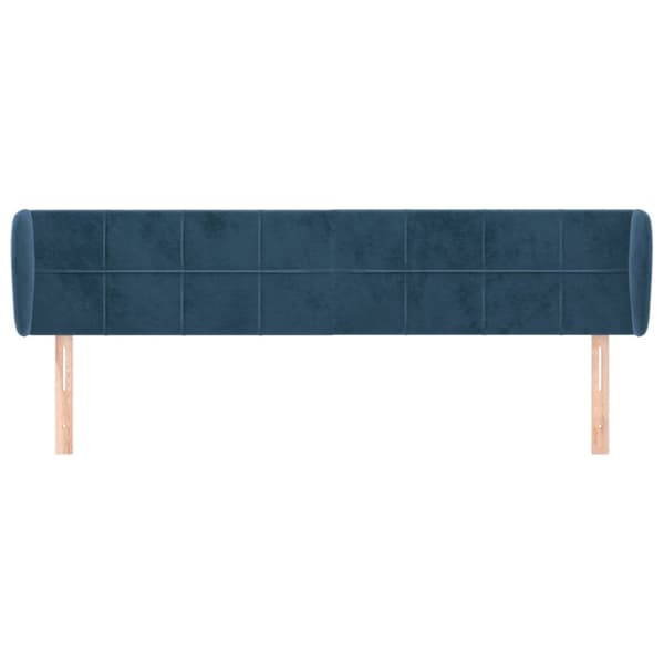 vidaXL sengegavl med kanter 203x23x78/88 cm fløjl mørkeblå