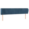 Miniatyrbillede 2 af 9: vidaXL sengegavl med kanter 203x23x78/88 cm fløjl mørkeblå