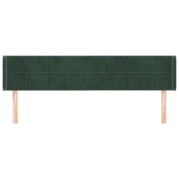vidaXL sengegavl med kanter 203x16x78/88 cm fløjl mørkegrøn