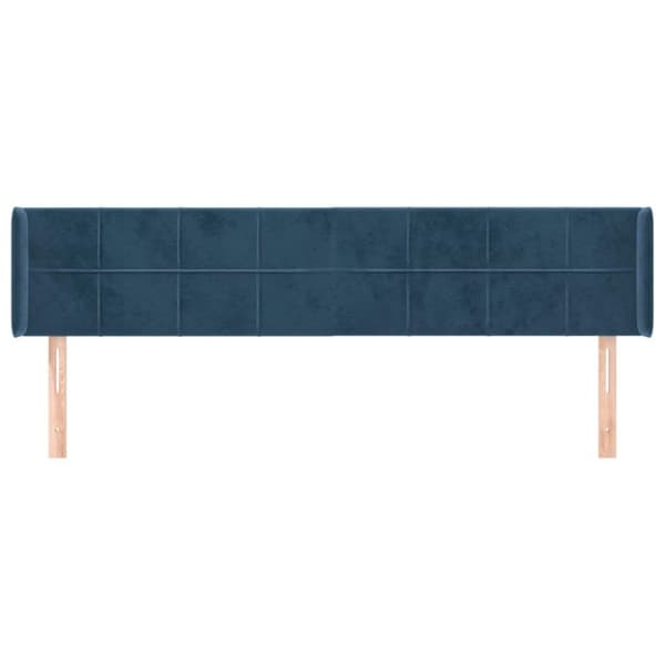 vidaXL sengegavl med kanter 203x16x78/88 cm fløjl mørkeblå