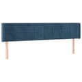 Miniatyrbillede 1 af 9: vidaXL sengegavl med kanter 203x16x78/88 cm fløjl mørkeblå