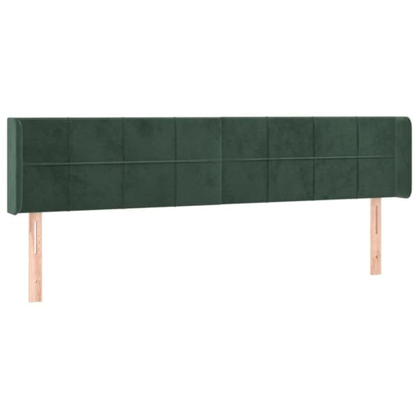 vidaXL sengegavl med LED-lys 203x16x78/88 cm fløjl mørkegrøn