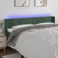 Miniatyrbillede 2 af 6: vidaXL sengegavl med LED-lys 203x16x78/88 cm fløjl mørkegrøn