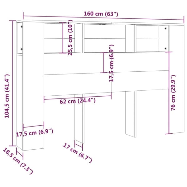 vidaXL Sengegavlskap svart 160x18,5x104,5 cm