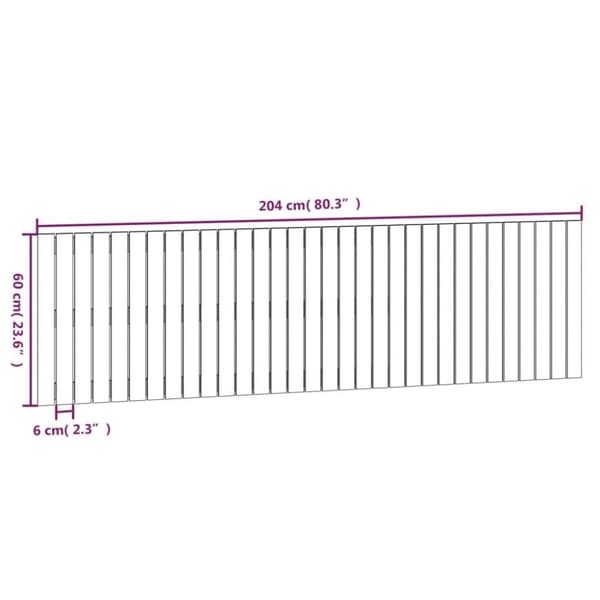 vidaXL Väggmonterad huvudgavel 204x3x60 cm massiv furu