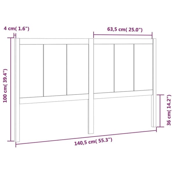 vidaXL Sengegavl 140,5x4x100 cm heltre furu