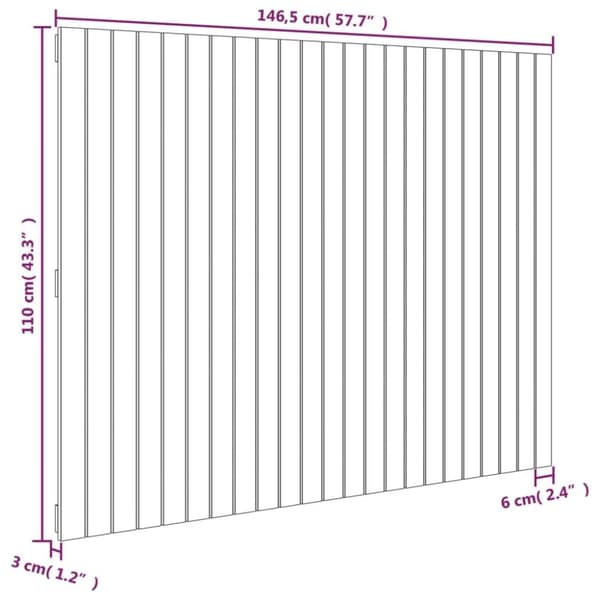vidaXL Veggmontert hodegavl 146,5x3x110 cm heltre furu