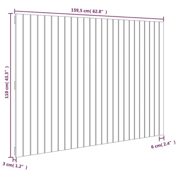vidaXL Veggmontert hodegavl 159,5x3x110 cm heltre furu