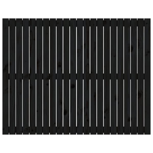 vidaXL Veggmontert sengegavl svart 140x3x110 cm heltre furu