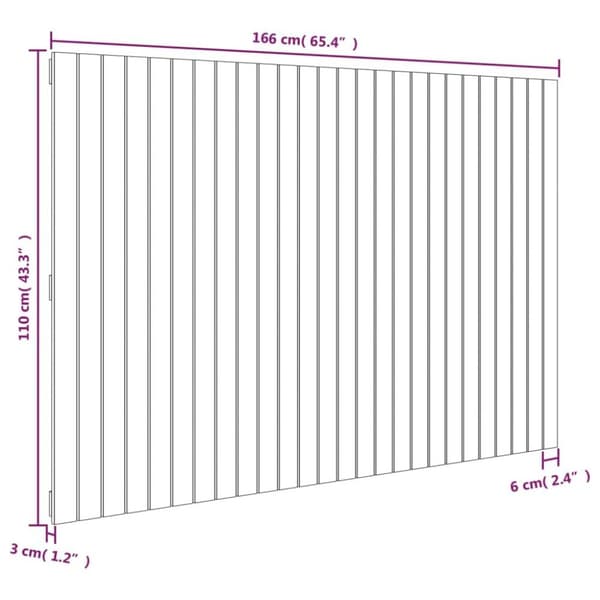 vidaXL sengegavl 166x3x110 cm massivt fyrretræ sort