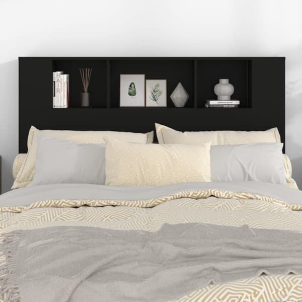 vidaXL Sängynpääty säilytystilalla musta 140x18,5x104,5 cm