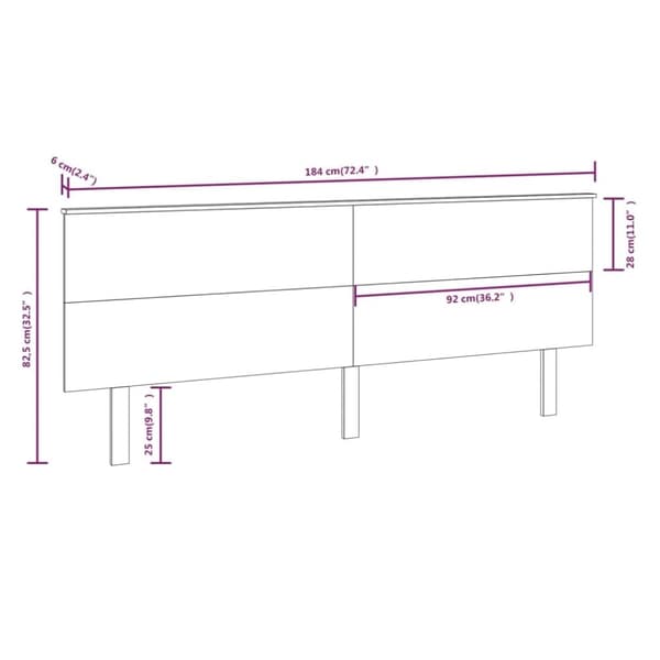 vidaXL Sängynpääty 184x6x82,5 cm täysi mänty