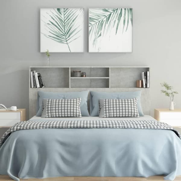 vidaXL Sängynpääty säilytystilalla betoninharmaa 160x19x103,5 cm