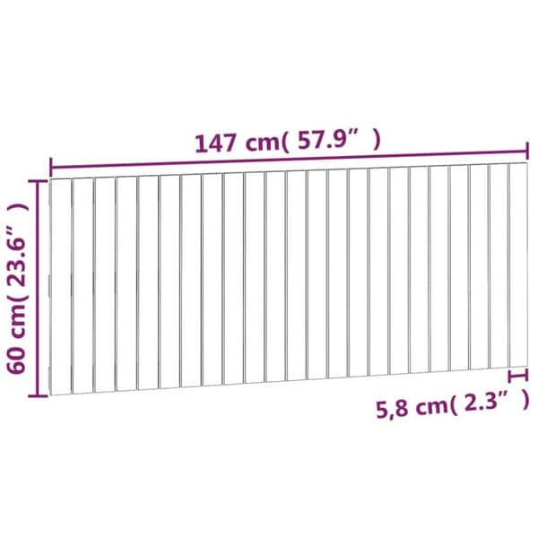 vidaXL sengegavl 147x3x60 cm massivt fyrretræ