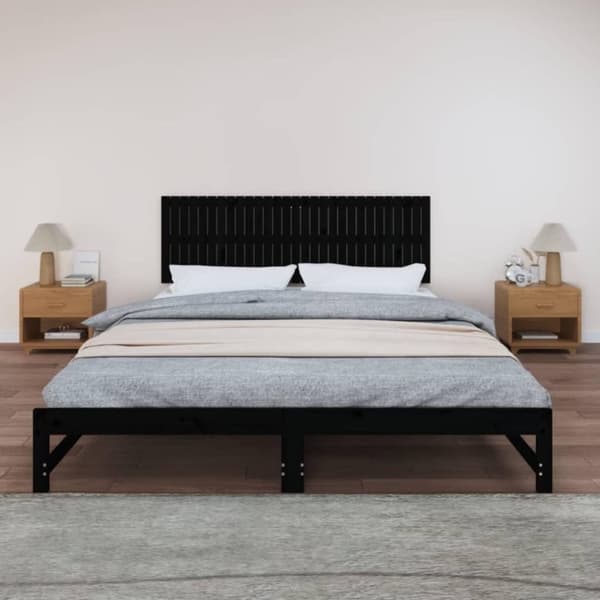 vidaXL sengegavl 185x3x60 cm massivt fyrretræ sort