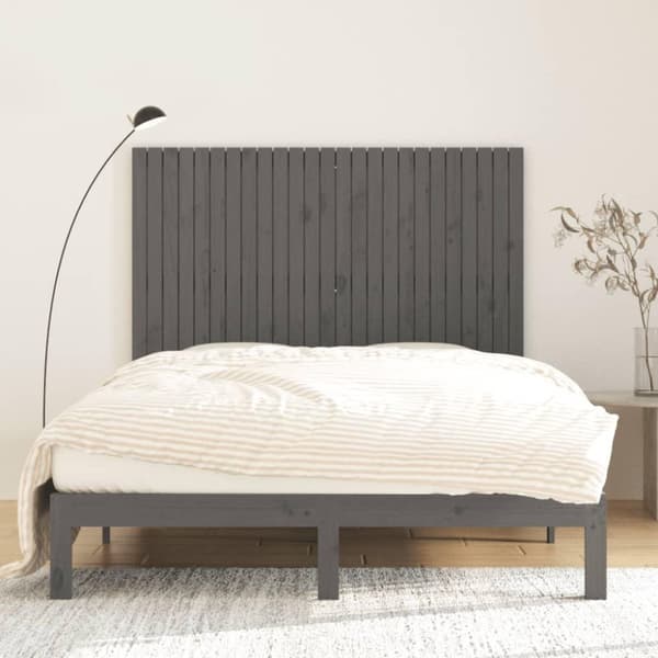 vidaXL Sängynpääty seinälle harmaa 159,5x3x110 cm täysi mänty