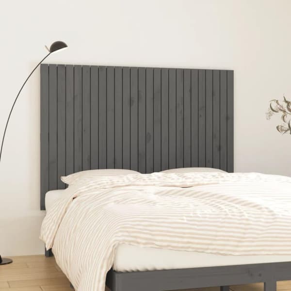 vidaXL Sängynpääty seinälle harmaa 159,5x3x110 cm täysi mänty