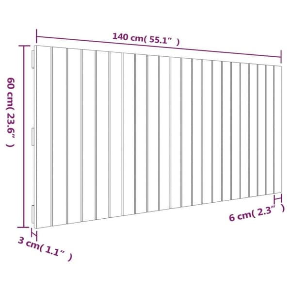 vidaXL sengegavl 140x3x60 cm massivt fyrretræ