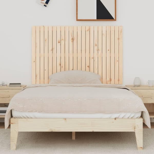 vidaXL Sängynpääty seinälle 140x3x90 cm täysi mänty