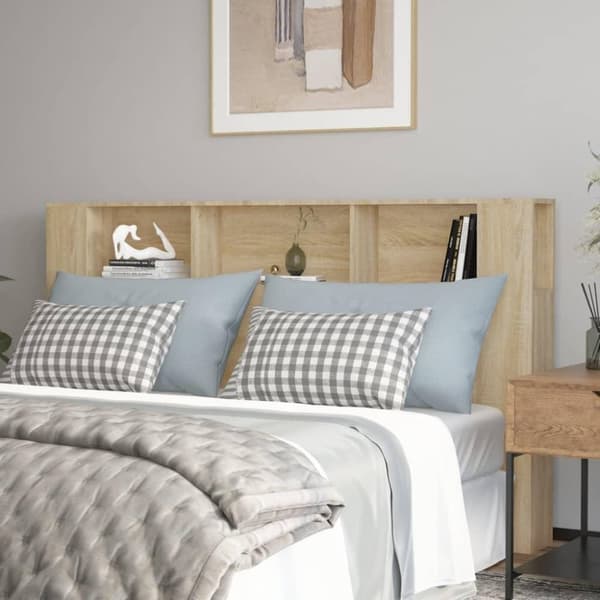 vidaXL sengegavl med opbevaring 180x18,5x104,5 cm sonoma-eg