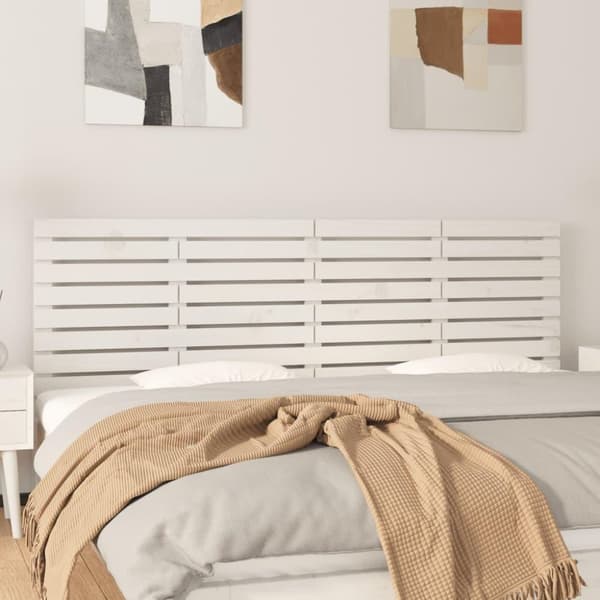 vidaXL Sängynpääty seinälle valkoinen 206x3x63 cm täysi mänty