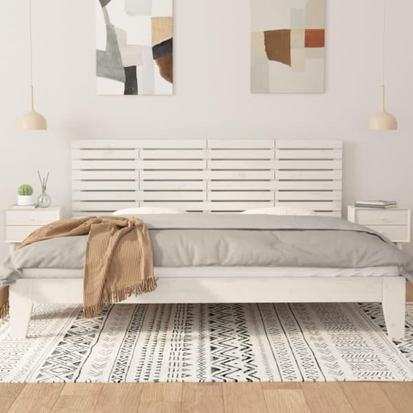 vidaXL Sängynpääty seinälle valkoinen 206x3x63 cm täysi mänty