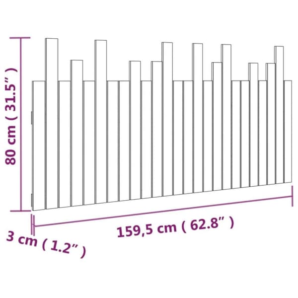 vidaXL Veggmontert hodegavl 159,5x3x80 cm heltre furu