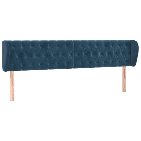 vidaXL Sänggavel med kanter mörkblå 183x23x78/88 cm sammet