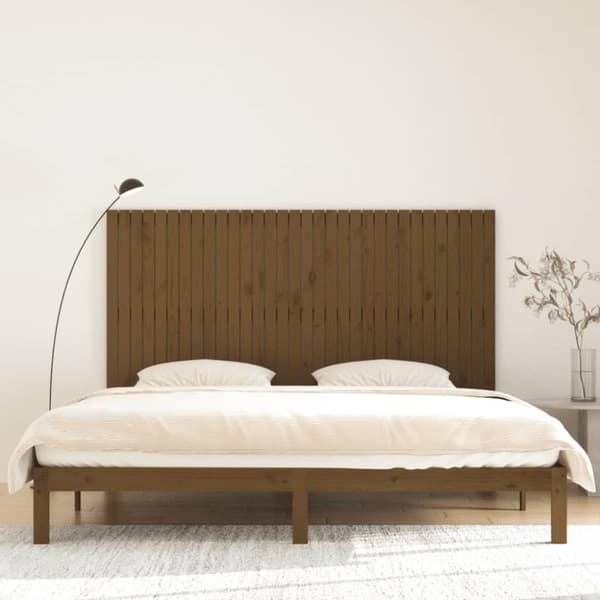 vidaXL sengegavl 204x3x110 cm massivt fyrretræ gyldenbrun