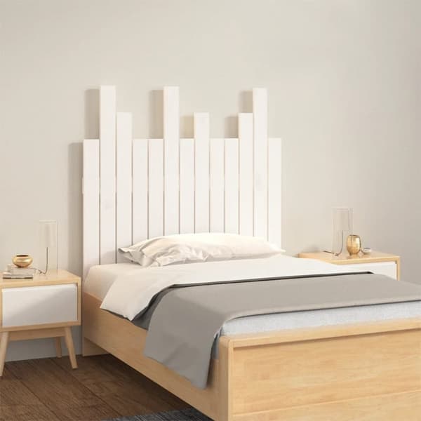 vidaXL sengegavl 82,5x3x80 cm massivt fyrretræ hvid
