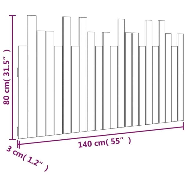 vidaXL sengegavl 140x3x80 cm massivt fyrretræ hvid