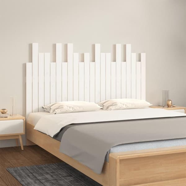 vidaXL sengegavl 140x3x80 cm massivt fyrretræ hvid