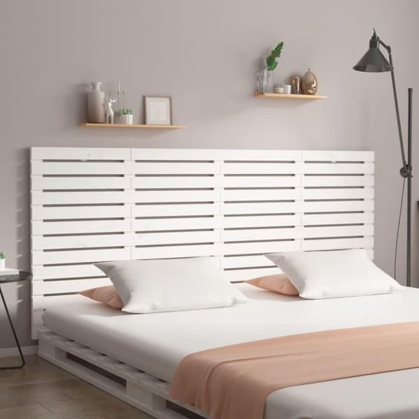 vidaXL Sängynpääty seinälle valkoinen 186x3x91,5 cm täysi mänty