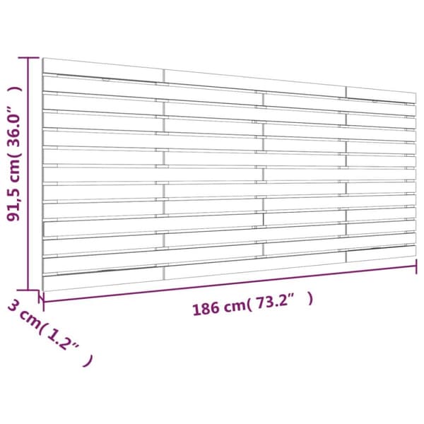 vidaXL Sängynpääty seinälle 186x3x91,5 cm täysi mänty