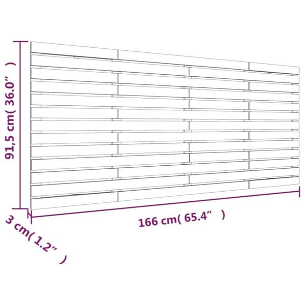 vidaXL Sängynpääty seinälle 166x3x91,5cm täysi mänty
