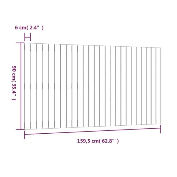 vidaXL Sängynpääty seinälle 159,5x3x90 cm täysi mänty