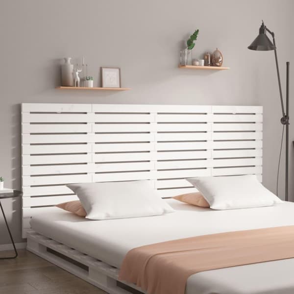 vidaXL Veggmontert sengegavl hvit 166x3x91,5 cm heltre furu