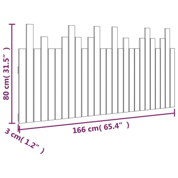 vidaXL sengegavl 166x3x80 cm massivt fyrretræ hvid