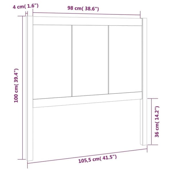 vidaXL Sengegavl 105,5x4x100 cm heltre furu