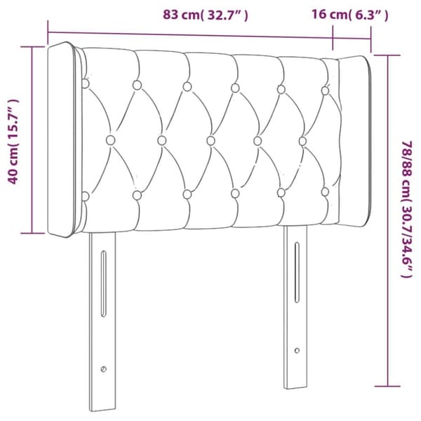 vidaXL sengegavl med LED-lys 83x16x78/88 cm stof mørkebrun