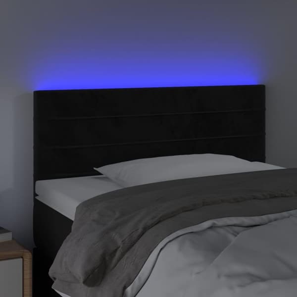 vidaXL sengegavl med LED-lys 90x5x78/88 cm fløjl sort
